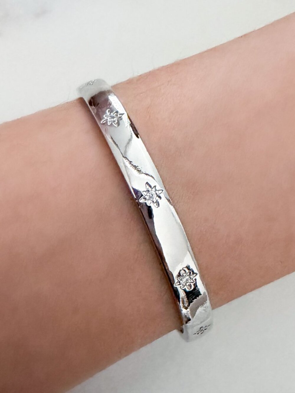 925 Sterling Silver Cuff Bracelet Star Bracelet Celestial Bangle Bracelet - Picture 9 of 14